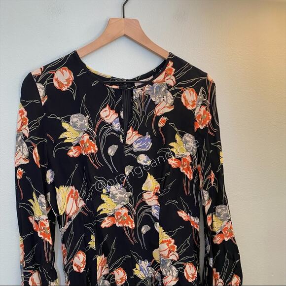 byTiMo Black Floral Spring Summer Easter Open Front Long Sleeve Mini Dress M - Picture 13 of 13